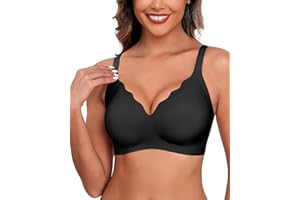 HORISUN Ohne Bügel BH für Damen, Nahtloser Bequemer V-Ausschnitt Vollständiger Bralette für Große Brüste mit Unterstützung Komfort Tshirt Damen BHS