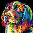 MXJSUA Dog Diamond Painting Kits for Adults, DIY 5D Full Drill Diamond Arts Diamond Painting Kits, Gem Painting Round Drill Crystal Rhinestone Pictures Arts Craft for Home Decor Colored Dog 30x30 CM