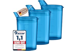 D.VARA 3x Schnabelbecher mit Deckel 250ml Gelb Schnabeltasse Senioren Set aus 3x Becher mit 3x Deckeln (2x mit Öffnung 12 x 10 mm u. 1 x mit Öffnung 4 x 4 mm) Trinkbecher mit deckel- Trinkbecher Baby (Blau)