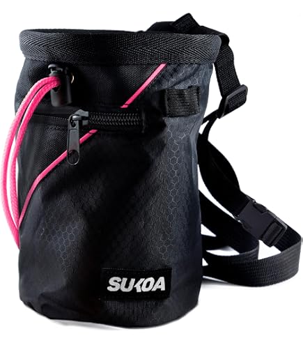 Sac Magnésie Escalade 13x19 Cm - Imperméable Oxford 420D Avec Brosse, 2 Poches Zippées & Ceinture Réglable Clip Rapide