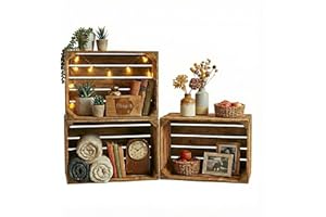 teramico© Caisses en bois vintage rustiques 50x40x30cm - Rangement, Décoration, Brocante - Lots de 1, 2 ou 3
