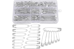 NAMOON Quality Safety Pins 420pcs Assorted Safety Pins, 7 Sizes Safety Pins for Clothing, Durable Rust Resistant Nickel Plated Steel, Heavy Duty Quality Pins for Clothes, Crafts, and Dressmaking(silver)