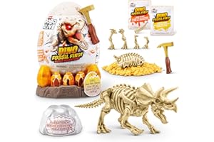 ROBO ALIVE Fossil Find Amber Adventure (Triceratops) by ZURU, Surprise Unboxing and Dinosaur Toy for Boys