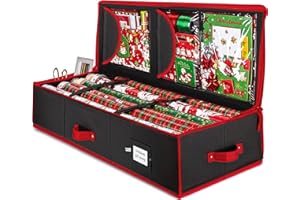 ZOBER Premium Christmas Wrapping Paper Storage Bag - Fits 24 Rolls, 600D Tear-Proof Xmas Gift Wrap Organiser - Utility Style, Black, Collapsible, 5 Year Warranty
