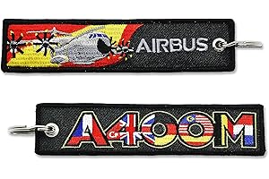 TACRO Lavero Airbus A400m Banderas Keychain Bordado Negro