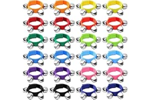LATERN 24Pcs Wrist Band Jingle Bells, 12 Colors Band Wrist Bells Bracelets Jingle Bells Musical Ankle Bells Rhythm Instrument Percussion for Adults Baby Christmas Decoration Party Favors