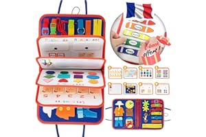 symael Busy Board en Francais Jeu educatif Montessori transportable Voyage - Jeu Enfant 1 an, 2, 3, 4, 5 Ans - 2X Stylo Offert Planche, malette, Jouet, Tableau, Table, Livre sensoriel motricité Bebe