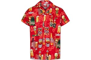 REDSTAR Hawaiian Shirts for Men Funny Shirts with Short Sleeves - Hawaiian Fancy Dress Mens Hawaiian Shirt Button Down Beer Shirts for Men - Ugly Shirts for Stag Do Accessories