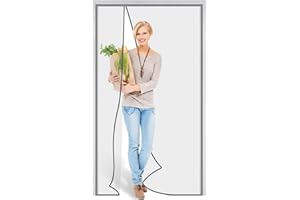 Pottwal Moskitiera magnetyczna do drzwi bocznych, 80 x 210 cm, szara, moskitiera do drzwi, zamyka się automatycznie, na drzwi balkonowe, patio do salonu sypialni drzwi