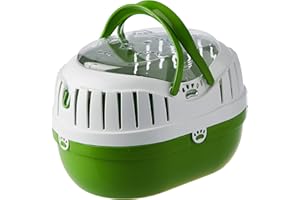 HAPPYPET Out & About Medium Plastic Dog Carrier in Green Portable Outdoor Case Ventilated Heavy Duty Hard Sided Sturdy Secure Pet Travel Cage 36L x 26W x 25H