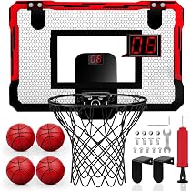 Panier de Basket Panier De Basket Mural Intérieur, Mini-Planche De Basket-Ball pour Enfants avec Balle De Tennis Et Pompe À [297] - Sport