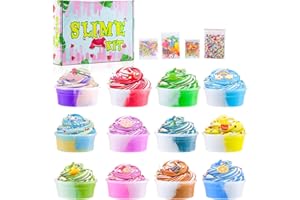 Aischens Zestaw 12 sztuk masła, masło śluzowe, 12 szt. x 50 ml, zabawki typu slime & Putty, zabawki dla dzieci, dwukolorowe masło z akcesoriami, śluz chmury dla dzieci