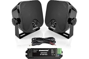 STUDIOFINIX 4-Zoll-wasserdichte Marine-Bluetooth-Lautsprecher 120W für Boot, ATV, UTV, Golfcart, Oberflächenmontage (SCHWARZ)