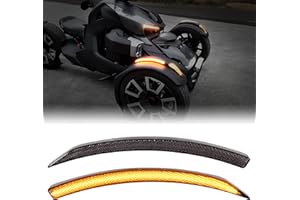 SAUTVS LED Front Fender Lights for Can-Am Ryker, Smoked Black Decorative Fender Mount LED Turn Signals, 600 Lumen, IP67 Waterproof, 12V DC Adapter, 2PCS