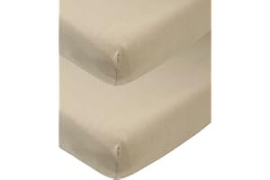 Meyco Baby Uni Spannbettlaken 2er Pack für das Beistellbett (Bettlaken mit weicher Jersey-Qualität, aus 100% Baumwolle, perfekte Passform durch Rundum-Gummizug, atmungsaktiv, Maße: 50 / 90cm), Taupe