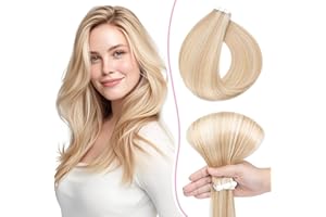 SEGO Pro Extension Adhesive Cheveux Naturel 10pcs 30cm #18/613 Blond Cendré & Blond Décoloré Cheveux Humain Bandes Adhésives Invisibles Tape in Hair Extension (10g)