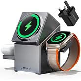 3 in 1 Charging Station for Apple, Mag-Safe for iPhone Charger, Certified Rotating Wireless Charger Stand for iPhone 17,16,15