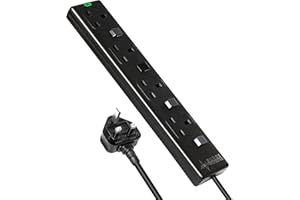 ABACUS RANGE 4 Gang Surge Protected Extension Lead With Switch 5m Power Strip - 4 Socket Extension Cord 5 Meter - 4-Outlet Electric Power Strip Surge Protector Socket Extensions Switched UK