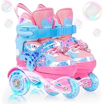 Patins à Roulettes Sirène LED Pour Filles – 4 Tailles Réglables, Roues Lumineuses Sans Pile, Cadeau Enfant 3-12 Ans
