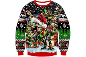 Belovecol męski damski sweter świąteczny 3D zabawna bluza z długim rękawem sweter świąteczny Brzydki sweter świąteczny