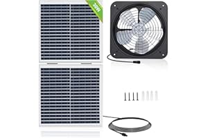 ECO-Worthy 25W Solar Powered Attic Ventilator Gable Roof Vent Fan with 30W Foldable Solar Panel - Solar Fans for Home Attic, Greenhouse, RV or Outdoor, Ready-to-Use Solar Vent Fan, Solar Roof Vent