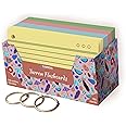 Turron Coloured Index Flash Cards Tray - 5 Colours - 3x5 inch - 150 Cards - 200 GSM Thick (Both Sides Ruled)