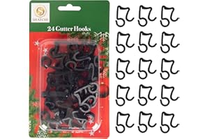 SHATCHI 48Pcs Black Gutter Hooks for Outdoor Hanging Christmas Icicle String Lights, Rope Lights Decorations –UV-Protected, Weatherproof, Reusable Clips