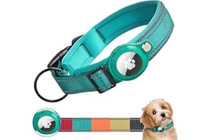 Ledeak Obroża dla psa do Apple Airtag, regulowana, odblaskowa, wodoodporna, wyściełana, taktyczna obroża dla psów z uchwytem Airtag dla małych, średnich i dużych psów (S, cyjan)