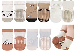 Exemaba Rutschfeste Socken für Baby Mädchen Jungen 5 Paar Kinder Anti Rutsch Socken Sportsocken Stoppersocken