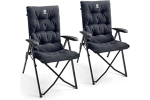 EVER ADVANCED Chaise de Camping Pliable capacité 150kg Pliante Chaise Longue de Jardin Rembourrée de Luxe avec 4 Positions Chaise de Pêche Réglable pour Balcon