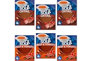 HUBSIDIA Cup A Soup Bundle with 3 x Oxtail Soup and 3 x Beef & Tomato (6 Packs/24Servings)