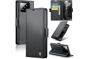 Rerzoiro Mobile Phone Case for Xiaomi 14 Case, Premium PU Leather Case Foldable Flip Case [RFID Blocker] Pocket Magnetic Card Slot Flip Case Protective Case for Xiaomi 14, Black