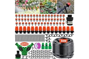 Snarflun 201Pcs Kit d'Irrigation Goutte à Goutte, 50m Système d'Arrosage Automatique, Économiseur d'Eau pour Jardin, Plantes en Pot, Balcons, Pelouses, et Serres