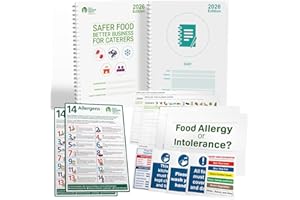 THEORY TEST AUTHORITY Safer Food Better Business 2026, 13-Month Diary Food Hygiene Record Book, Food Safety Book Kit including Food Allergy and Kitchen Safety Signs for Caterers Restaurants and Takeaways