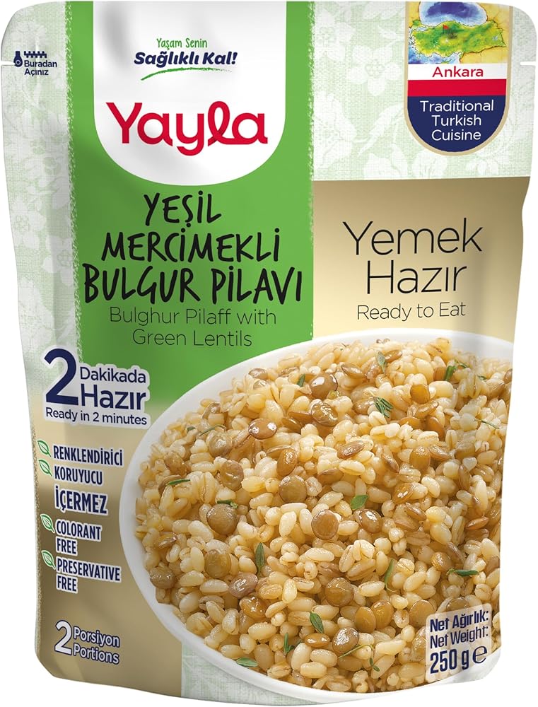 Yayla Yeşil Mercimekli Bulgur Pilavı (250 Gr) Tekli Paket