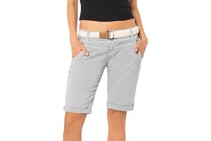 FRESH MADE Damen Bermuda-Shorts in Pastellfarben mit Gürtel