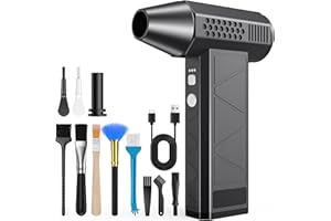 Bemkia Compressed Air Duster, 130000RPM Electric Air Duster Cleaner, 3-Gear Adjustable Mini Blower with Cleaning Kits, Portable Cordless Air Blower for PC, Keyboard, Home, Outdoor, Car (Black)