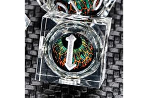 KERWELLSI Cool Liquid Core Eye DND Dice Set with Box, 7Pcs Resin Sharp Edge Dungeons and Dragons D&D Dice, Polyhedral & RPG Role Playing Dice D20 D12 D10 D8 D6 D4