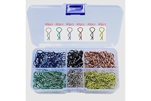 GTIWUNG 240 Stücke RC Karosserie Clips, Körper Shell Clip, Metall Karosserieclip Stifte, Karosserieklammern, R-Typ-Pin RC Auto Clip Pins, RC-Shell-Pin für 1/10 Scale Remote Control Car Shell,6 Farben