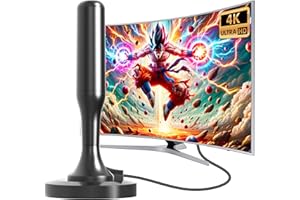 DTB TECH Antenne TV Intérieur Puissante TNT HD, 2024 Puissante Antenne TV Intérieur avec Base magnétique - Réception Longue distance 360°, Compatible avec TV Portable 4K 1080P et Tous Les TV
