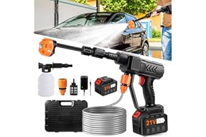 DeeprBetter Idropulitrice Portatile a Batteria, 55Bar Pulivapor a Batteria 18000mAh, Potente Idropulitrice Alta Pressione Pulivapor con Ugello 6-in-1, Professionale Idropulitrice Senza Fili Auto