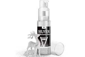 VIVIDYE Glitter Commestibili, 20g Coloranti Alimentari Glitter Spray, Brillantini Alimentari per Torte, Cocktail, Bevande, Polvere Glitter Scintillante per Dolci di Halloween, Prodotti da Forno (Argento)