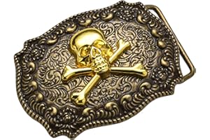 CHENNAN Fibbia Cintura Uomo, Fibbia da Cintura con Teschio 40mm, Fibbia di Ricambio per Cintura Quadrata, Fibbia per Cintura Classica, Adatto per Cinghie di Larghezza Compresa tra 3,8 e 4 cm