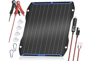 Voltset 20W Solar Car Battery Charger, 12V ETFE Portable Waterproof Solar Power Trickle Battery Charger & Maintainer for Car, Boat, RV, and Motorcycles with Cigarette Lighter ＆ Alligator Clips