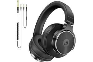 syndesmos Wired Headphones DJ & Monitoring Over Ear Headphones with 50mm Neodymium Drivers and 1/4 to 3.5mm Jack Headphone for DJ Studio Podcast AMP Recording Monitoring Guitar Electric Drum (Black)