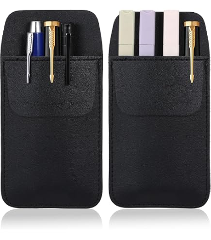 3er-Set Taschenschutz Aus PU-Leder – Stiftehalter Für Hemd, Kittel & Hosen (schwarz, Grau, Braun)