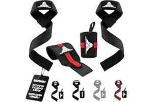 BOSMIK Straps Gym - Muñequeras Gym - Set Correas Levantamiento de Pesas Muñequeras Crossfit - Powerlifting Straps - Regalo Gym - Hombres y Mujeres
