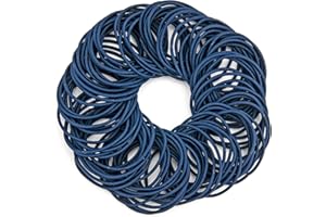 DTXLX 100pcs Hair Bands，Small Ponytail Holders Hair Bobbles Hair Accessories for Women Girls Kids Men，Bulk Hair Ties for Thick and Curly Hair (Navy Blue)
