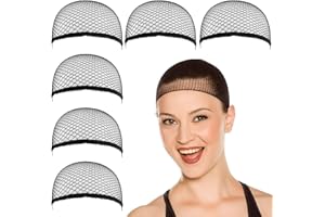GUDQVOZIHG 6 redecillas de pelo para pelucas, gorro de nailon negro para mujer, malla elástica, accesorio transpirable como gorro para pelucas, gorro de extremo abierto para pelo corto