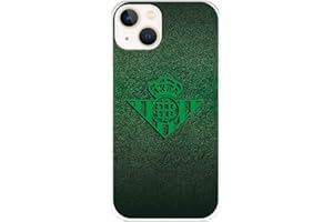 LA CASA DE LAS CARCASAS Funda para iPhone 14 del Real Betis Balompié Escudo Verde Fondo Trama para Proteger tu móvil. Carcasa de Silicona Flexible con Licencia Oficial de Licencia Oficial Real Betis Balompié